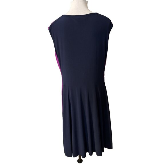 Ralph Lauren Dress 16 Magenta Sides Navy Blue Stretch Church Career Party - Picture 3 of 12